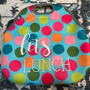 BNWT Tastefully Simple Colorful Polka Dot Lunch Tote